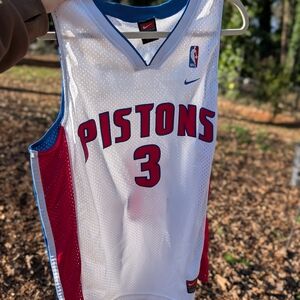 Nike Pistons White and Red Jersey
